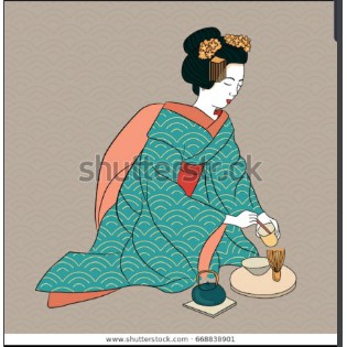 Tranh lụa 3d Quán ăn Phòng trà phong cách Nhật Bản QAPTNB-02