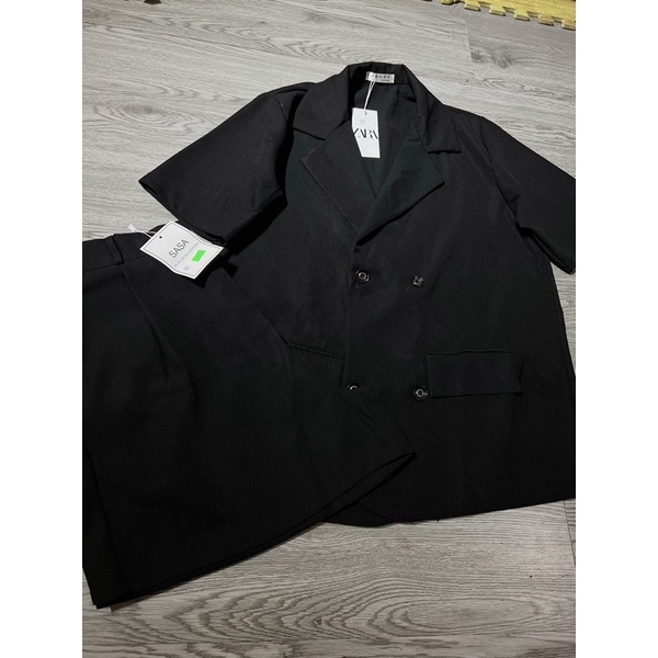 Set vest cộc đen bigsize