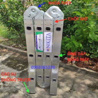 Thang nhôm gấp 4 đoạn 3,7m nikita tga37
