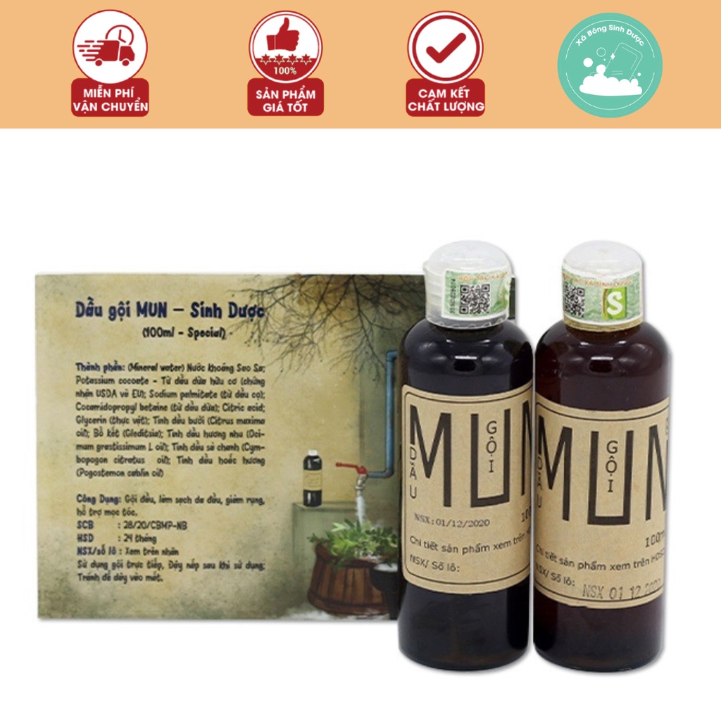 Dầu Gội Mun HTX Sinh Dược 100ml Giúp Chăm Sóc Da Đầu Dưỡng Tóc Mềm Mượt Chắc Khỏe Kích Mọc Tóc Hiệu Quả