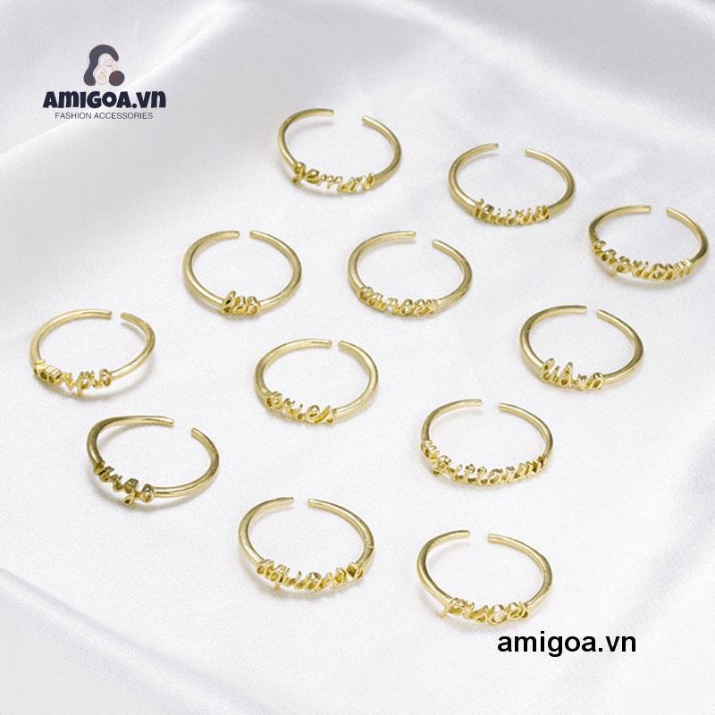 ✨✨Nhẫn Đeo Tay Kim Loại Khắc Chữ Thời Trang Cho Nữ