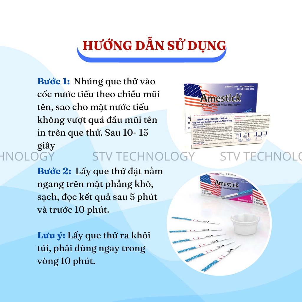 Que Thử Thai  Amestick TANAPHAR Dụng Cụ Phát Hiện Thai Sớm 2 Vạch Chính Xác