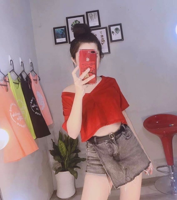 Áo thun croptop cổ V (cổ tim)- hàng đẹp,hình cuối chụp thật | BigBuy360 - bigbuy360.vn