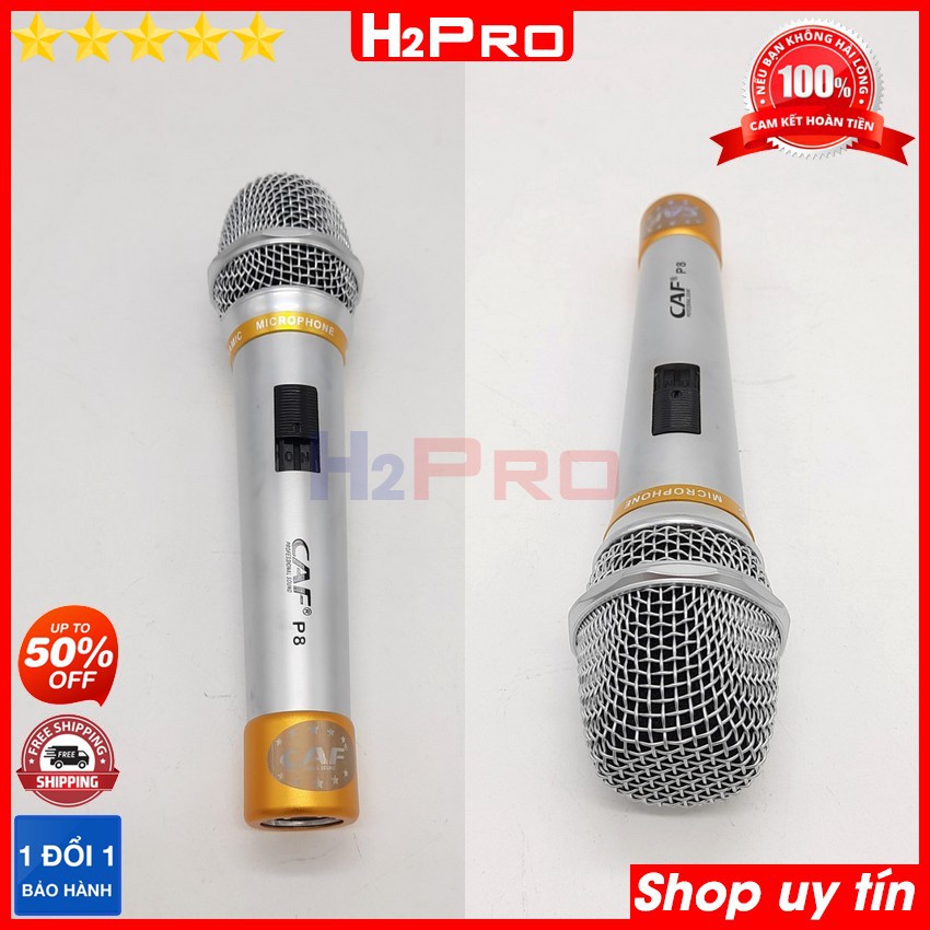 Micro karaoke có dây cao cấp CAF P8 H2Pro Chính hãng hát hay chống hú không bị tạp âm, micro karaoke cao cấp dây dài 10m