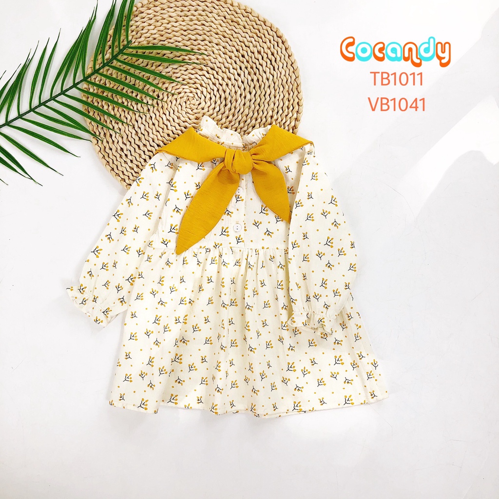 Váy babydoll họa tiết hoa vàng, cherry cho bé gái của COCANDY mã VB104( không kèm turban)