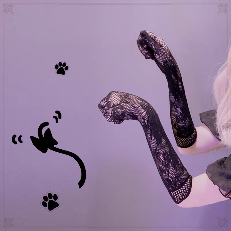 Găng Tay Lưới Phong Cách Lolita Bao Tay Ren Lưới Họa Tiết Hoa