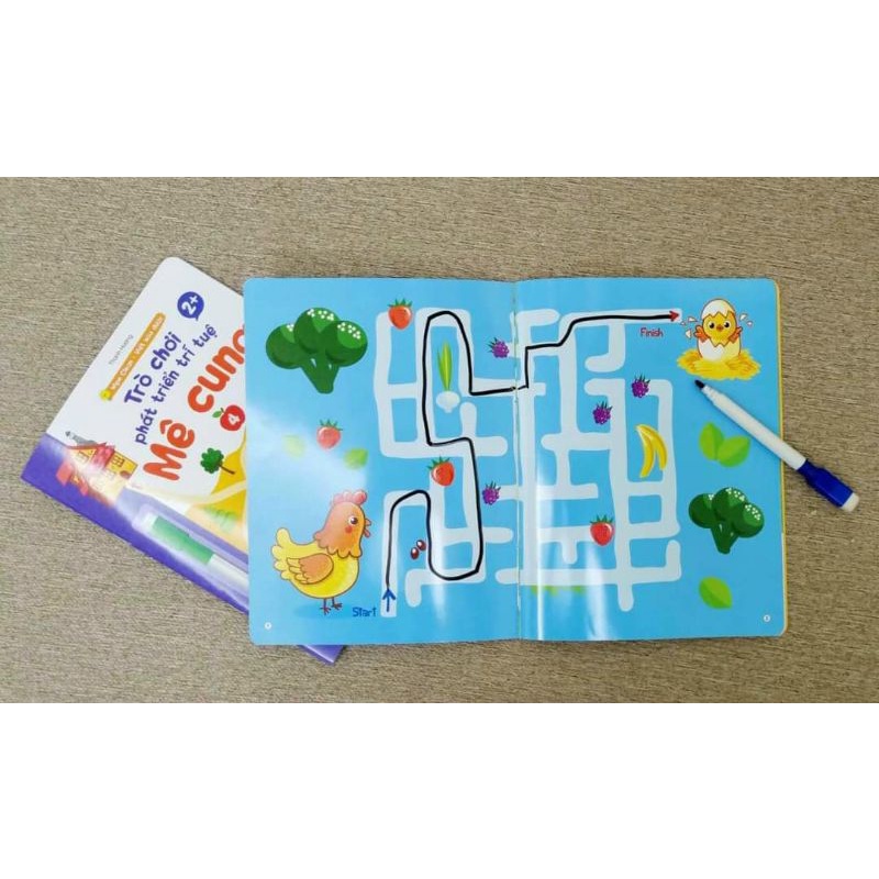 COMBO 4 cuốn Trò chơi Mê Cung Tìm Kiếm phát triển trí tuệ- phiên bản Wipe Clean: Viết xóa được. Tặng kèm 2 bút