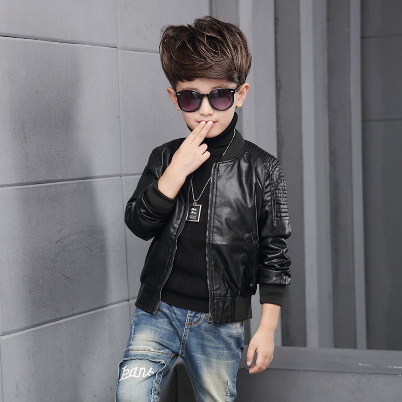 Áo da cao cấp lót bông dày ấm cho bé trai và bé gái áo khoác da có size cỡ đại cho bé