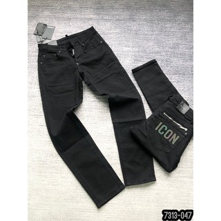 [Free Ship] Quần Bò Nam DSQ Đen Trơn, Túi Khóa Zip Chữ Phản Quang Vào Ban Đêm T201_Quần Jean Nam