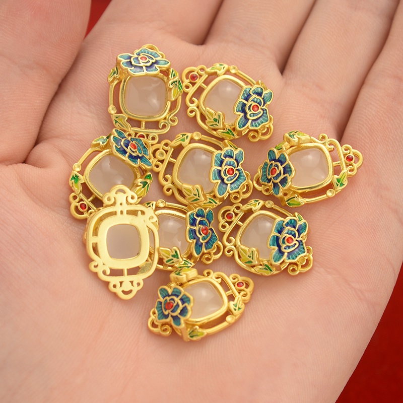 Phụ Kiện Mặt Dây Chuyền / Vòng Đeo Tay Bằng Cát Vàng Đồng Cổ Điển Màu Xanh Dương