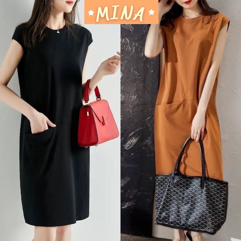 Đầm suông dáng dài form rộng chất cotton co giãn thoáng mát V9 - Váy mặc nhà, đi chơi, bầu bì bon chen thoải mái