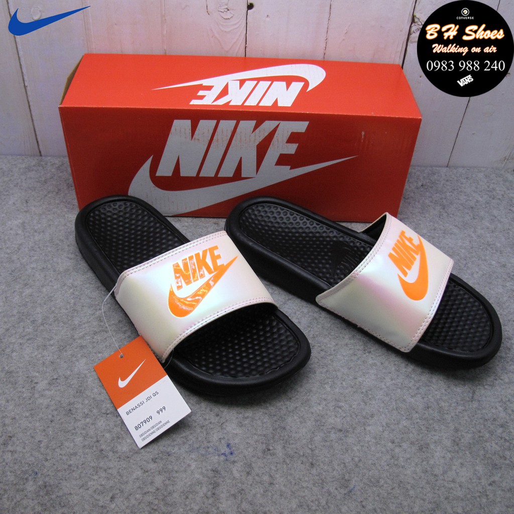 [Hộp Nk] Dép Nk nike quai ngang ngọc trai nữ đầy đủ tem, mác, lót dày, tem size in nhiệt trong lót, kèm hộp hãng Nk theo