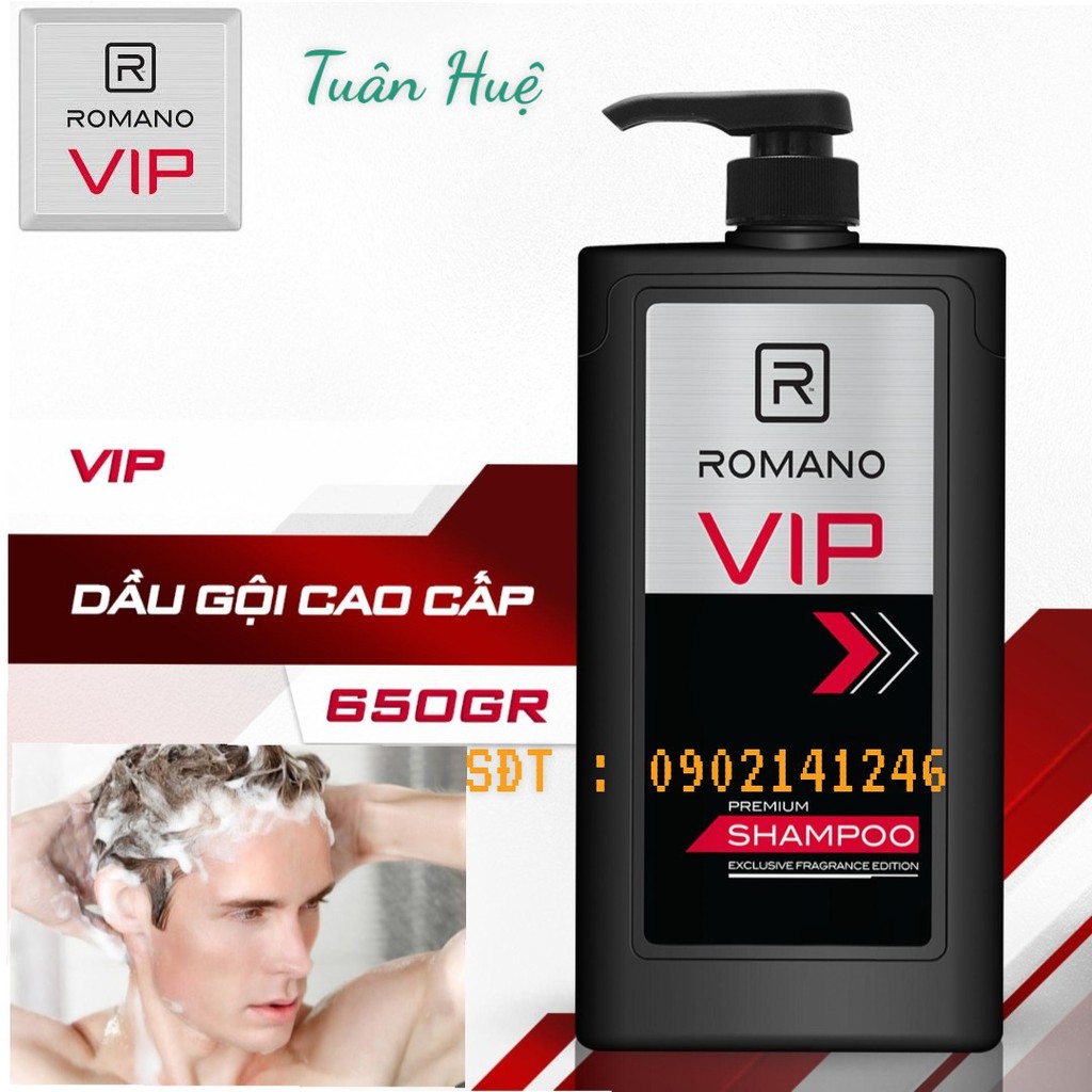 dầu gội đầu romano vip chai 650ml( tặng 1 chai tắm or gội 150g)