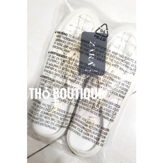 Giày sneakers sục ZARA xuất Âu xịn thể thao hở gót dạ tweed trắng đen sọc đế 2cm size 35-36-37-38