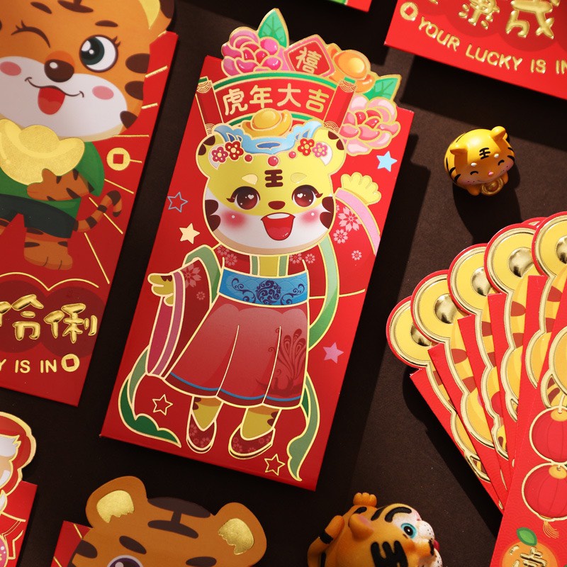 Set 6 bao Lì xì Tết Nhâm Dần 2022 - Hình Hổ Sinh Động với nhiều kiểu dáng