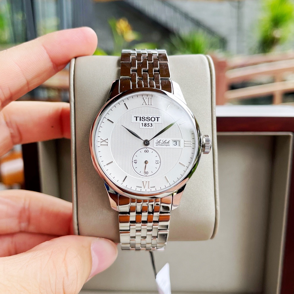 Đồng hồ Nam chính hãng Tiissot 1853 Le Locle Automatic T006.428.11.038.01 Size 40,Mặt trắng,Lịch-Máy cơ-Dây kim loại