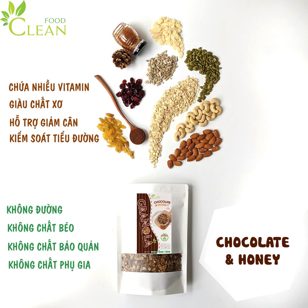 Ngũ cốc granola siêu hạt ONFOD vị chocolate, dành cho người tiểu đường, ăn kiêng, giảm cân250g 500g