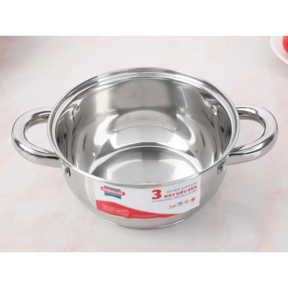 NỒI INOX 3 ĐÁY 26CM NẮP KÍNH