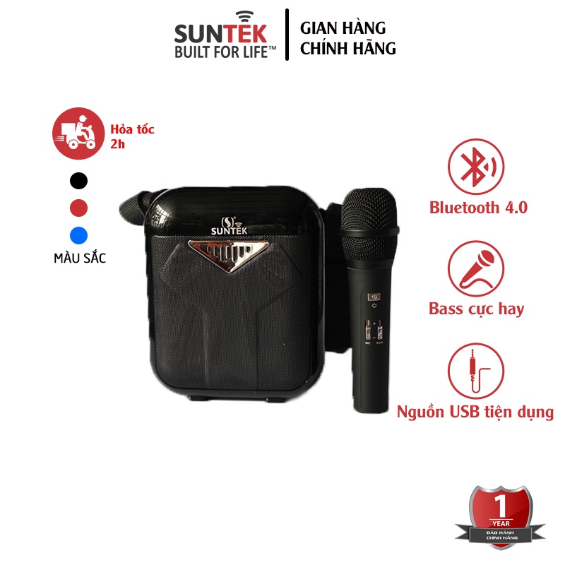 Loa Karaoke Bluetooth Mini Xách Tay SUNTEK YS-A21 15W + Tặng Micro Không Dây