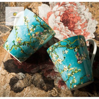 Cốc gốm cà phê trà chiều hoạt tiết cây hoa mai CAO CẤP