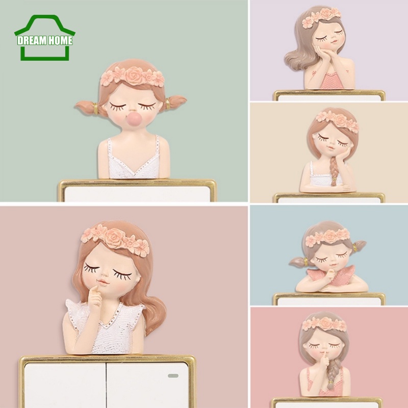 Miếng dán tường trang trí công tắc hình nàng tiên dễ thương