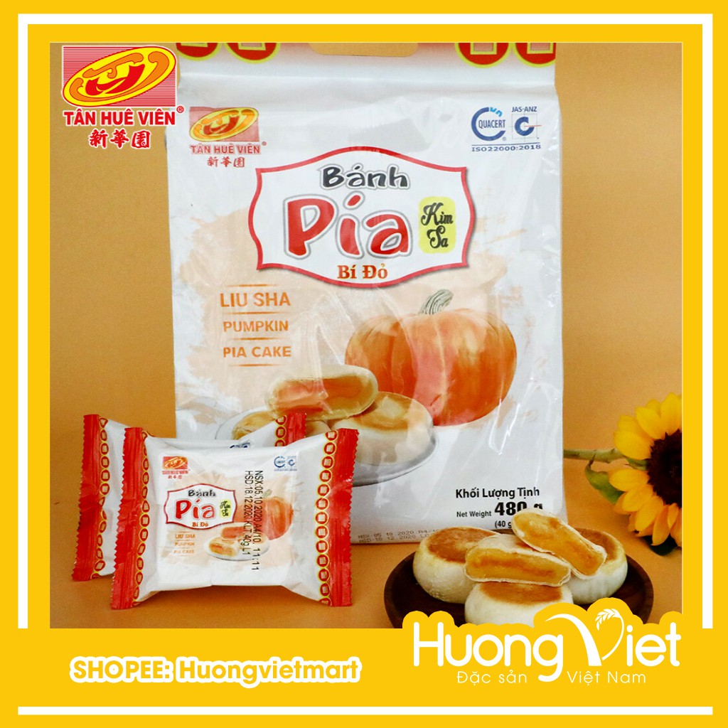 Bánh pía kim sa bí đỏ tan chảy 500g, bánh pía kim sa chay không trứng muối [TÚI 12 BÁNH]