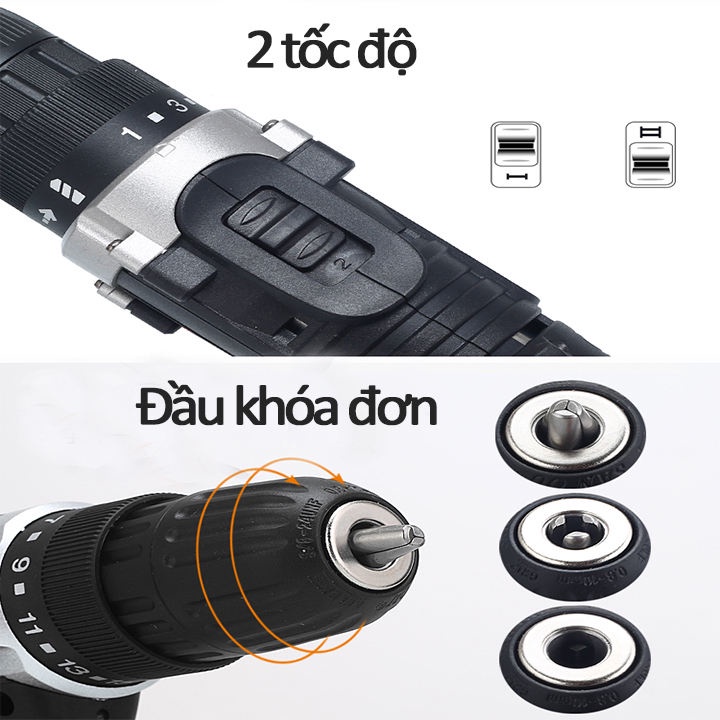 MÁY KHOAN, BẮT VÍT 2 CHIỀU AOTUO DÙNG PIN 12V - TẶNG MŨI KHOAN