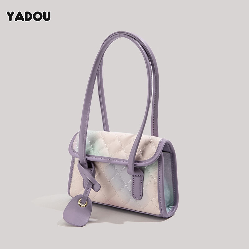 Túi đeo vai/ kẹp nách YADOU đa năng thời trang màu gradient mẫu cá sấu cho nữ