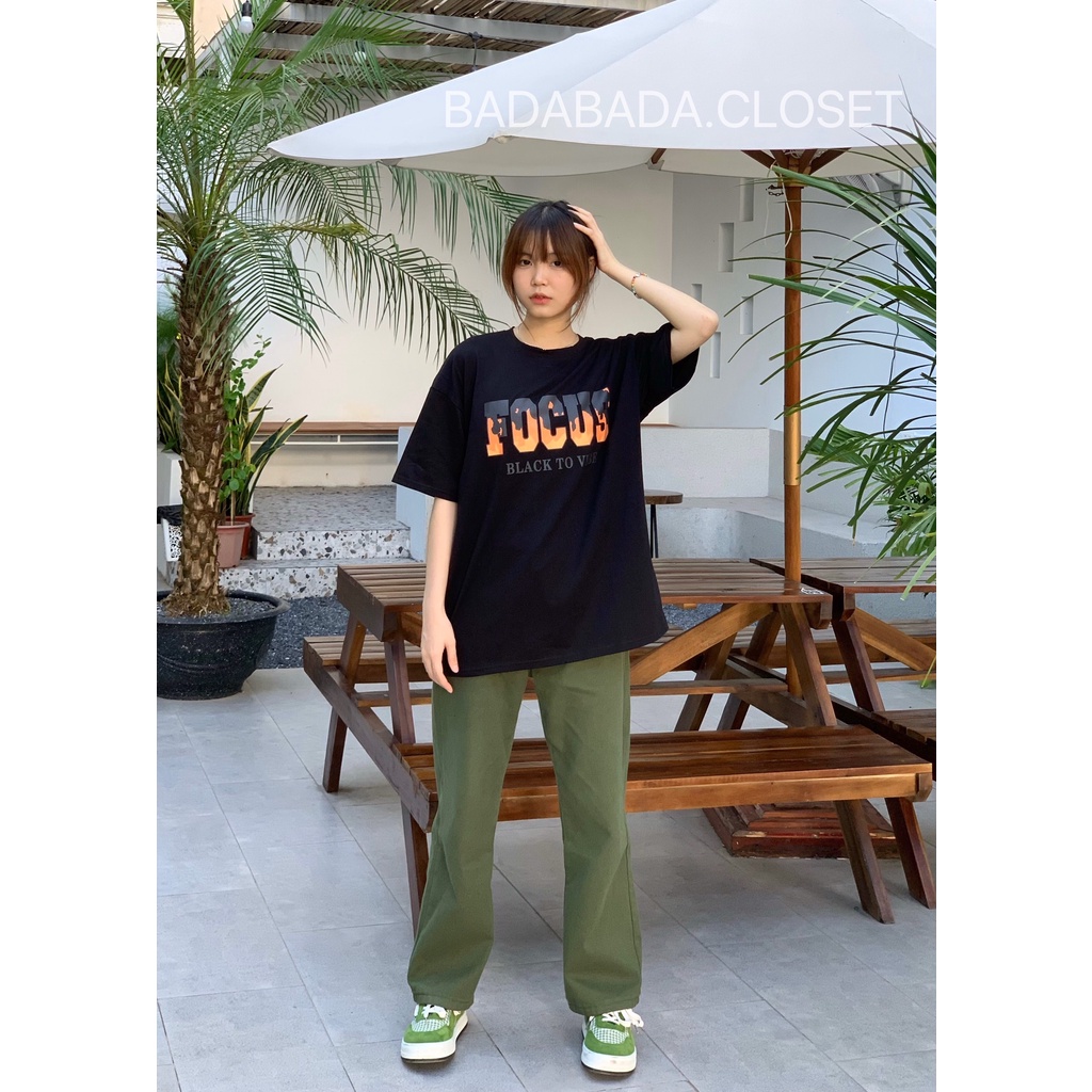 Áo phông nam nữ tay lỡ FOCUS, Áo thun unisex form rộng oversize style Hàn Quốc