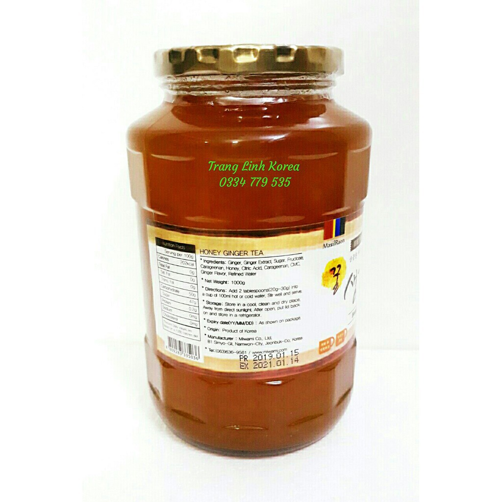 [ Trợ Giá ] Mật Ong Gừng Nội Địa Hàn Quốc, Lọ 1kg