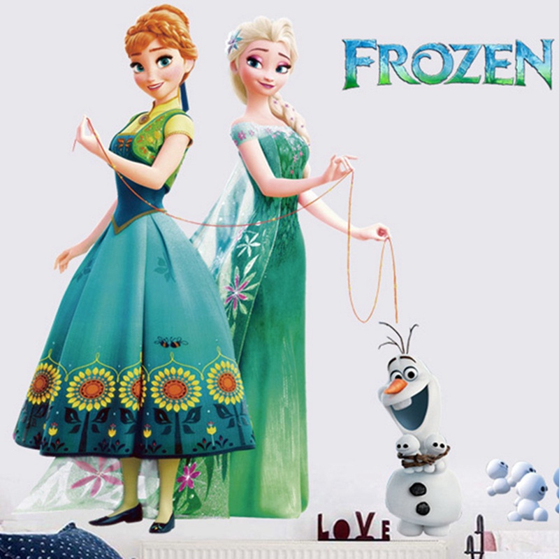Miếng Dán Tường Vinyl Hình Công Chúa Elsa Và Anna Trong Phim Hoạt Hình Frozen