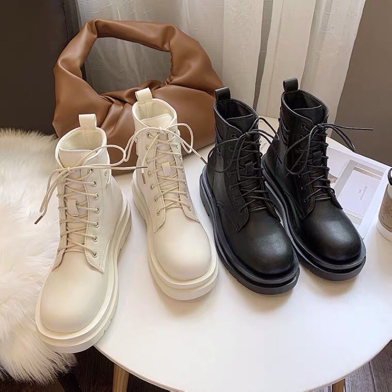 (Order) Giày Bốt buộc dây ulzzang , bốt cổ lửng da mềm (kèm nhiều ảnh thật)