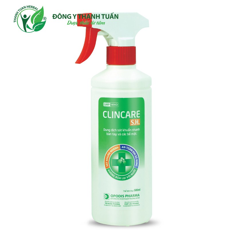 [Mẫu mới] Xịt sát khuẩn tay nhanh khô và bề mặt vật dụng Clincare SH 500ml