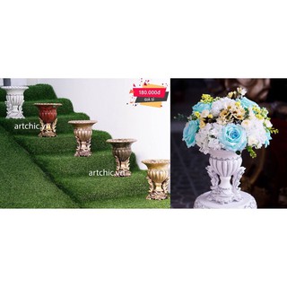 Bình hoa composite dáng bình lá số 1 cao 28cm ( màu đồng )