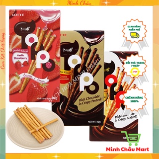Bánh Que Lotte Toppo Nhân Kem Dâu, Socola, Vani Hộp 40g