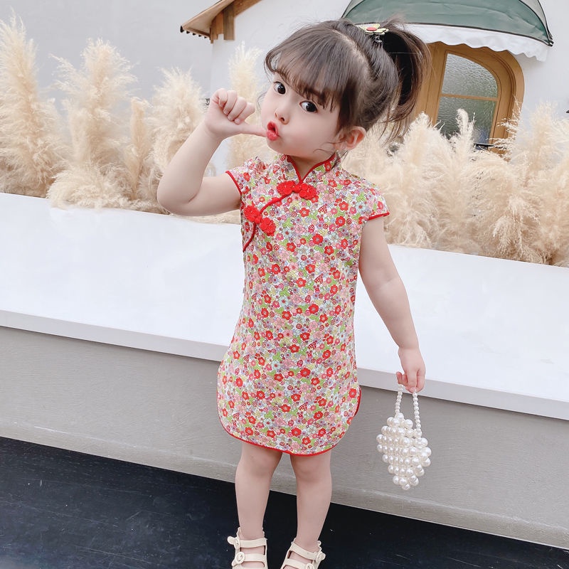 Đầm Sườn Xám Phong Cách Trung Hoa Thời Trang Mùa Hè Mới Dành Cho Bé Gái 2022 80-150