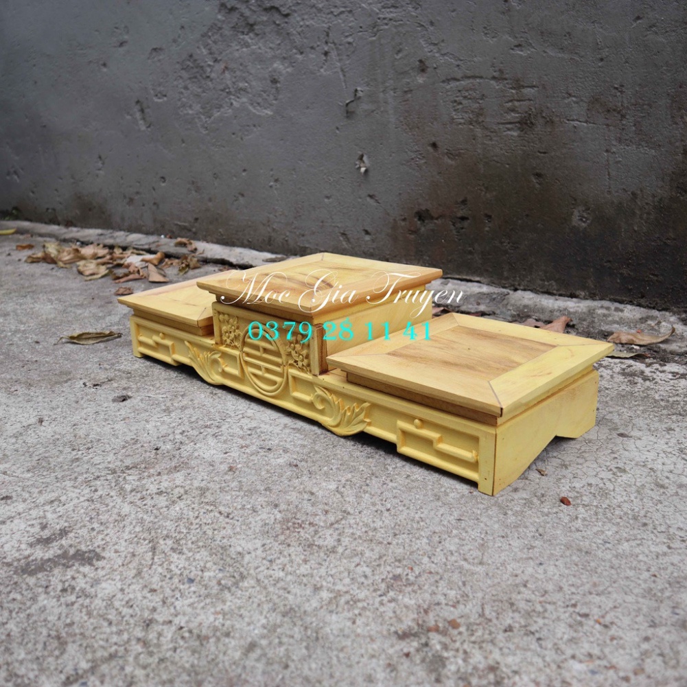 Tam sơn bục kê thờ cúng bát hương gỗ mít