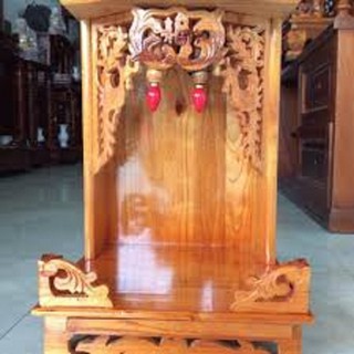 Bàn thờ thần tài ông địa gỗ xoan ngang 35 cm