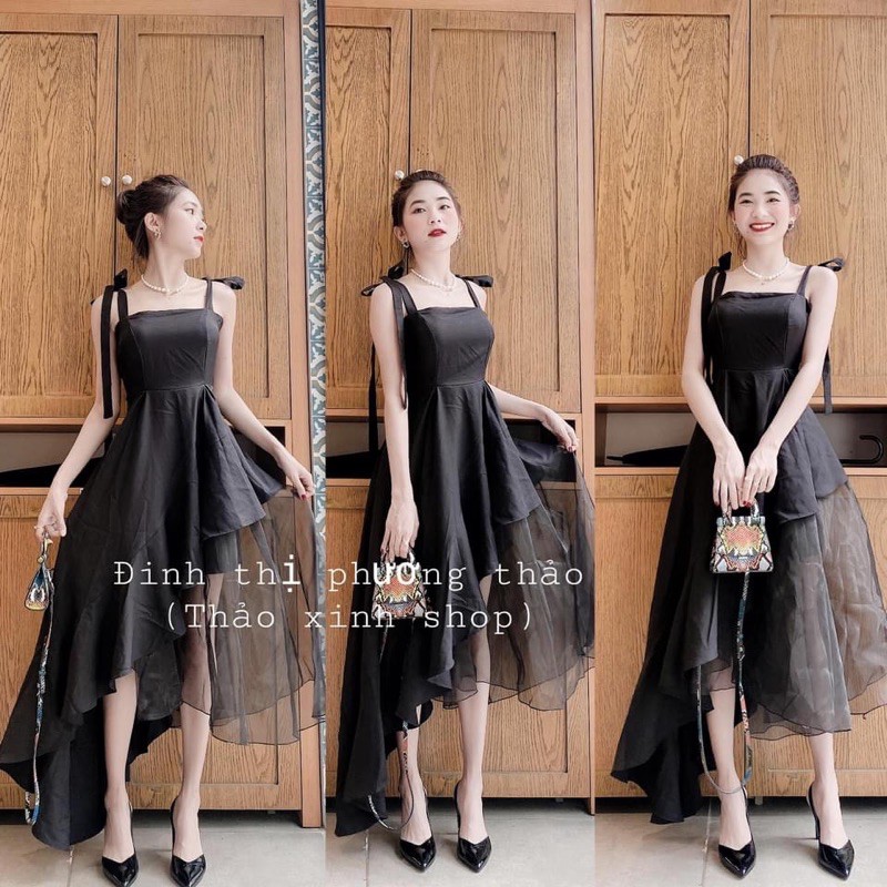 Đầm 2 dây xoè phối lưới lệch tà công chúa cao cấp- HÀNG THIẾT KẾ CAO CẤP - HÀNG AN ĐÔNG | BigBuy360 - bigbuy360.vn