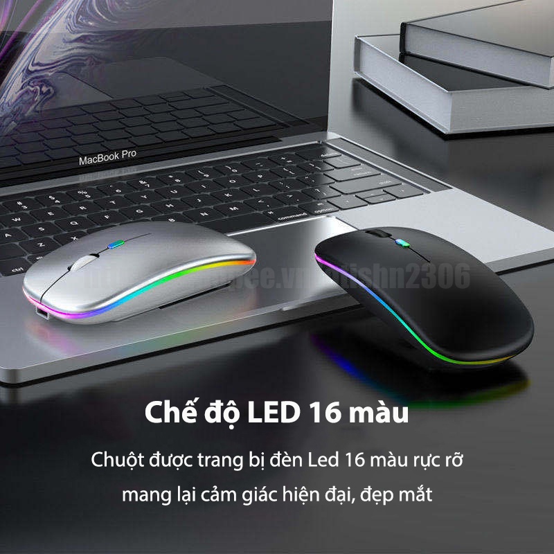 Chuột Không Dây Bluetooth Sạc Pin Sạc 1 Lần Dùng 1 Tuần Dành Cho Laptop, Macbook, PC, Tivi - Otis Shop