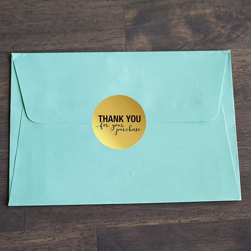 Miếng dán sticker chữ Thank You màu vàng 1 inch