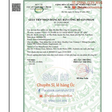 (Mẫu mới) Healthy Care Vitamin C 500mg 500 viên Úc - đủ bill Chemist | BigBuy360 - bigbuy360.vn