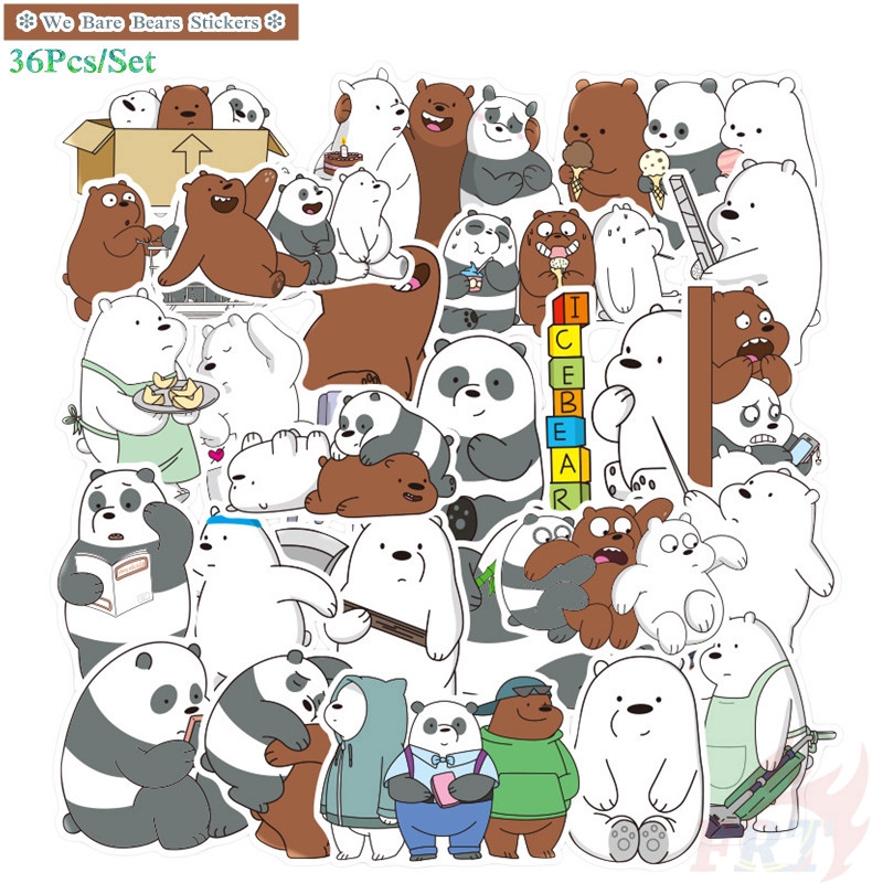 ❉ We Bare Bears - Series 01 Cartoon TV Shows Stickers ❉ 36Pcs/Set Waterproof DIY Fashion Decals Doodle Stickers