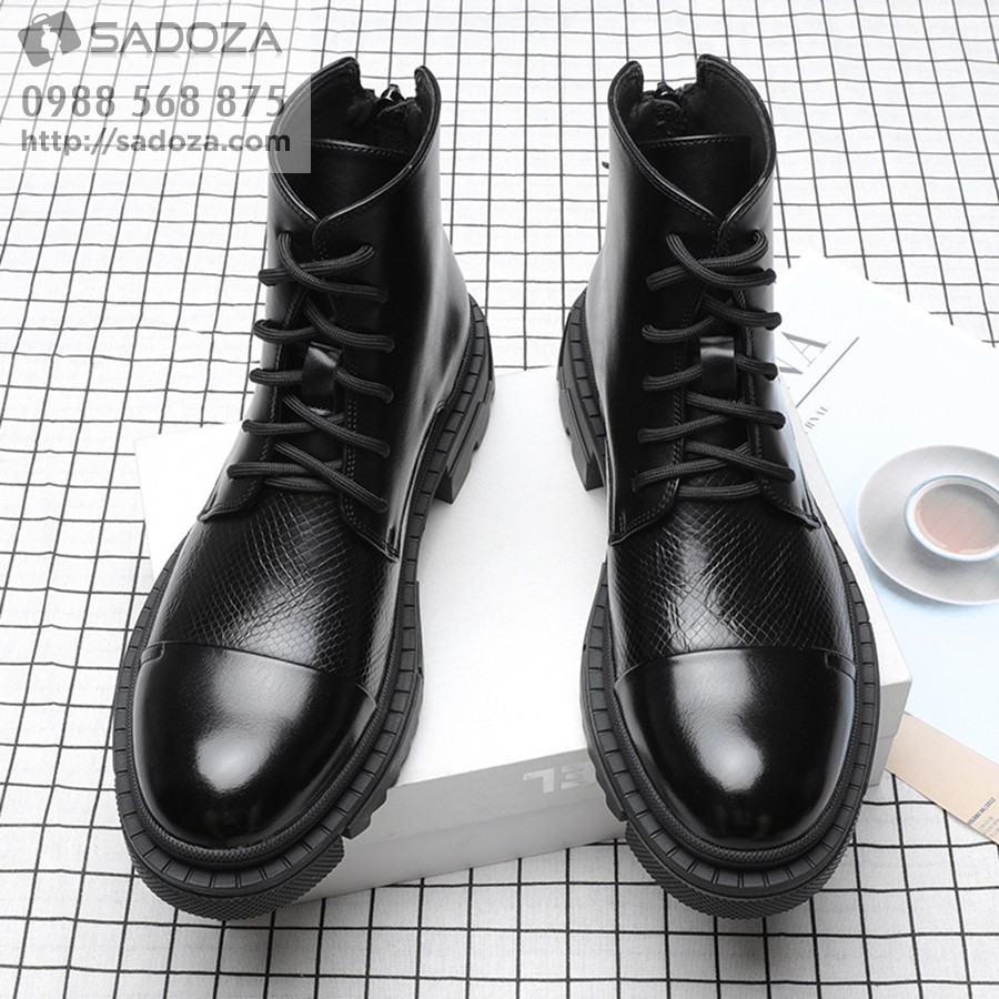 Giày Boot Nam Cổ Cao - FREESHIP - Giày Da Bò Nam Buộc Dây Khóa Kéo Sang Chảnh GNK157 | BigBuy360 - bigbuy360.vn