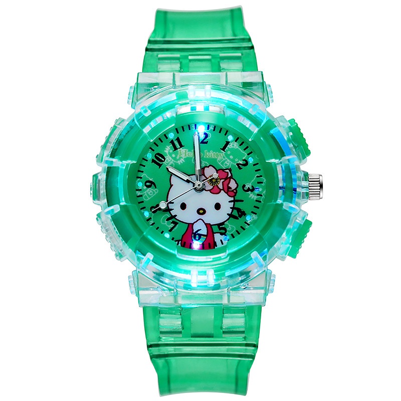 (Chuyên Sỉ) Đồng Hồ Trẻ Em SIPU DH37 KITTYLED22A Hình Hello Kitty Đèn Led 7 Màu Cho Bé Gái (Hình Chụp Thật)