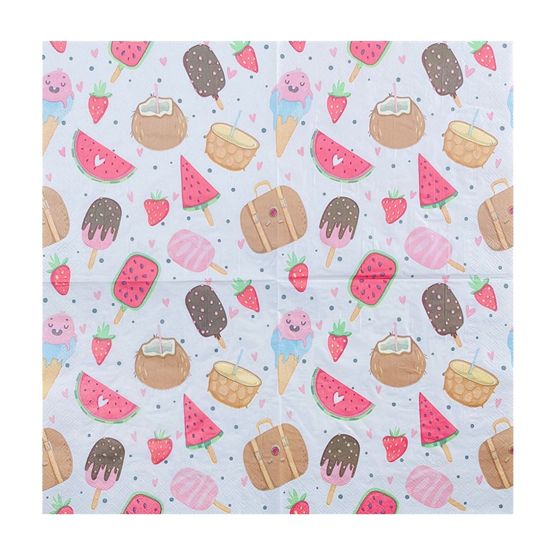 Set 20 Tờ Khăn Giấy Ăn Tráng Miệng In Hình Dưa Hấu Kem / Dưa Hấu Tươi Mới Cho Sự Kiện &amp; Tiệc Tùng