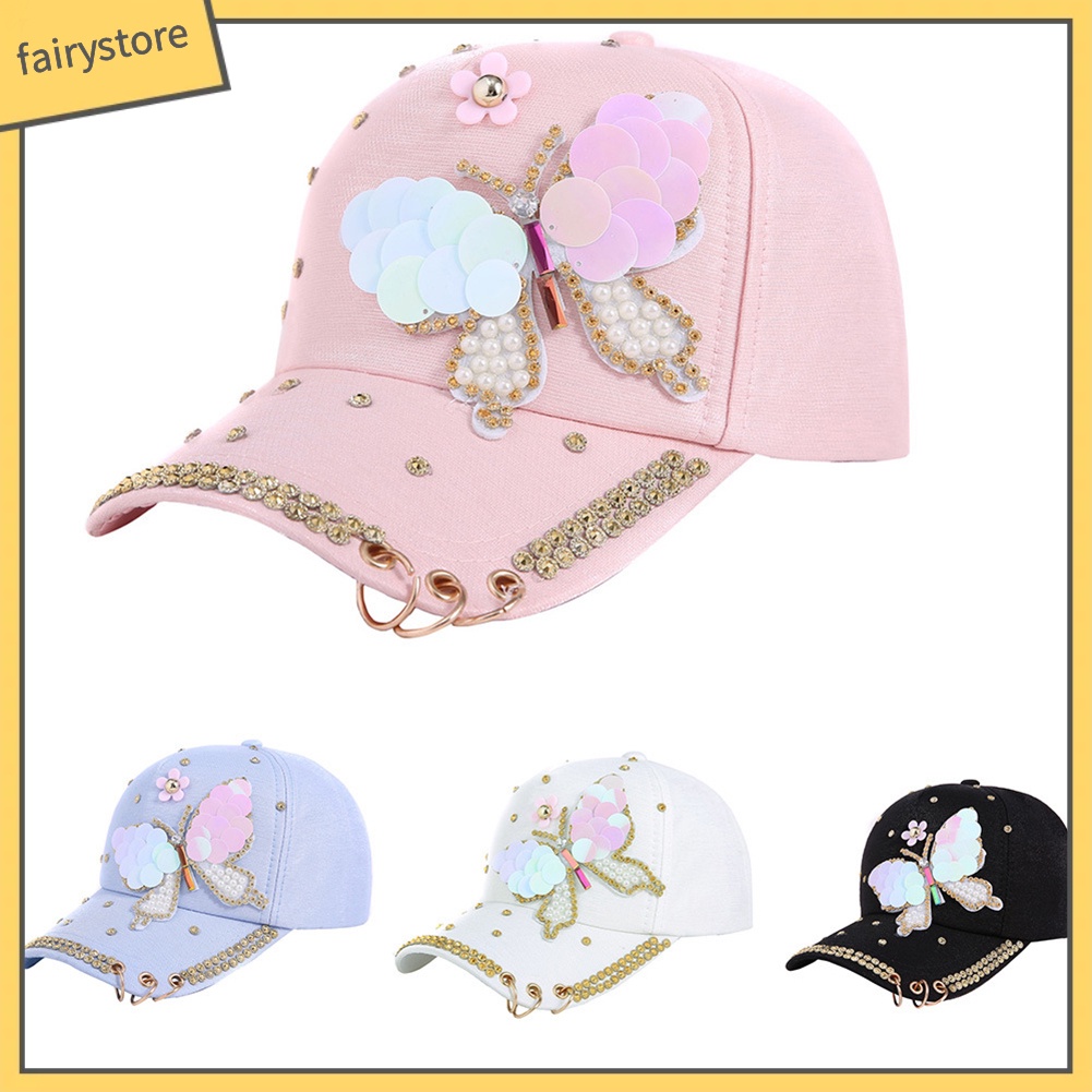 Mũ Lưỡi Trai Phối Lưới Hoạ Tiết Bướm Cho Nữ