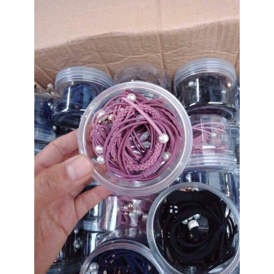 Hộp buộc tóc 12 Sợi / set 12 dây buộc tóc mềm hàn quốc kèm hộp đựng
