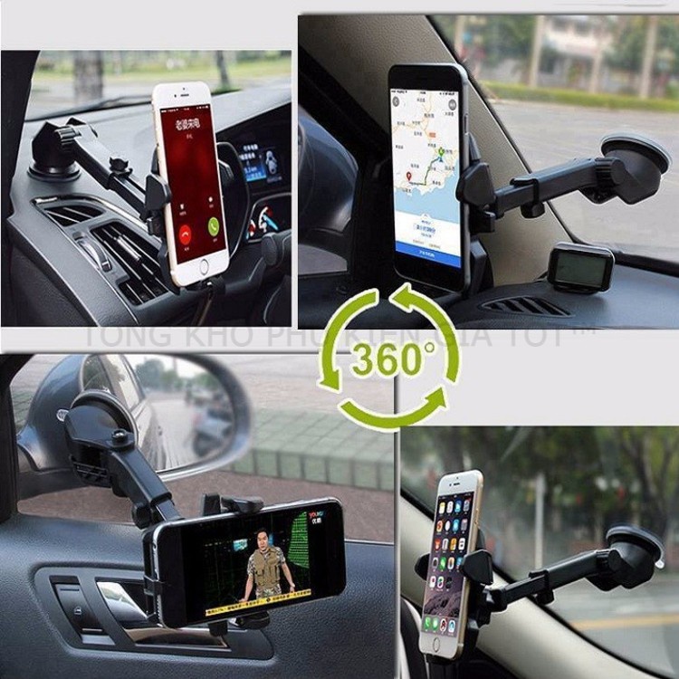 Kẹp điện thoại trên ô tô xoay 360, giá đỡ đa năng 3 chức năng cho xe hơi | BigBuy360 - bigbuy360.vn