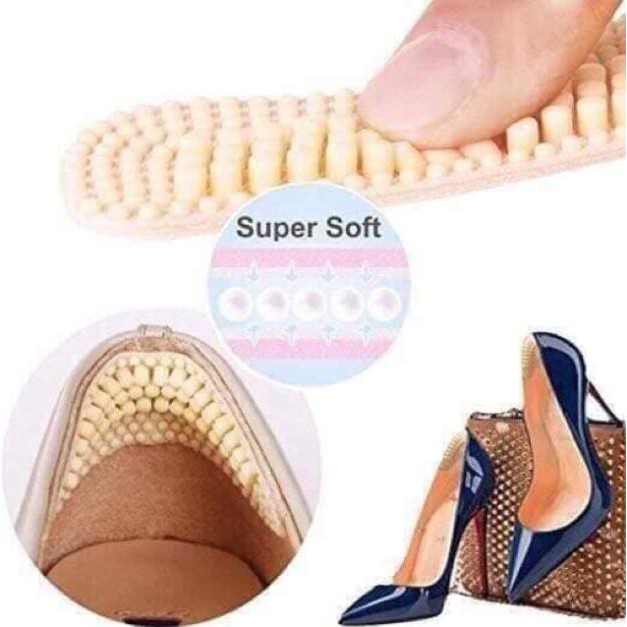 Miếng lót gót giày silicon 4D chống trầy gót chân, tuột gót - Lót giày với hạt massage silicon